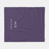 Couverture Polaire Violet et blanc | Monogramme moderne (Devant (Horizontal))