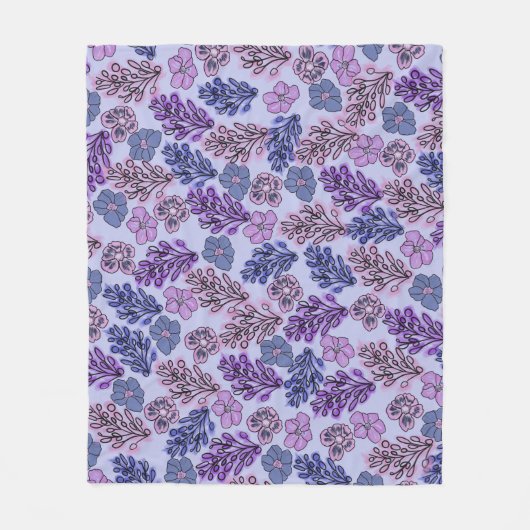 Couverture Polaire Violet Floral (Devant)