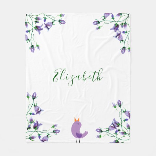 Couverture Polaire Violet flûtes bleuets nom blanc (Devant)