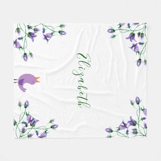 Couverture Polaire Violet flûtes bleuets nom blanc (Devant (Horizontal))