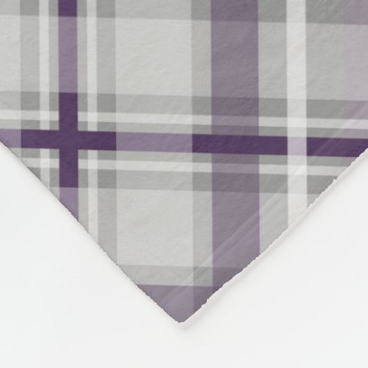 Couverture Polaire violet gris blanc plaid motif monogrammé (Coin)