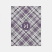 Couverture Polaire violet gris blanc plaid motif monogrammé (Devant)