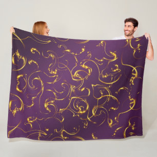 Couverture Polaire violet, lilas, or, or, vibes, abstrait,