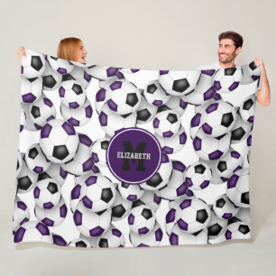 Couverture Polaire violet noir balle de football couleurs de l'équipe