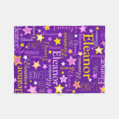 Couverture Polaire Violet rose filles nom Eleanor stars motif (Devant (Horizontal))