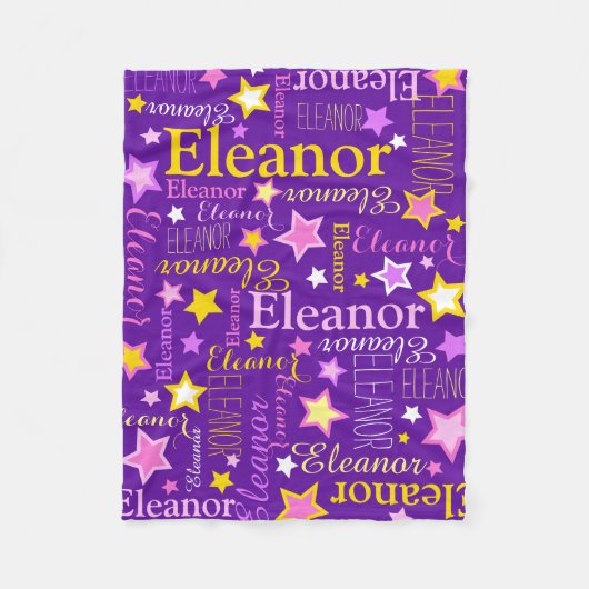 Couverture Polaire Violet rose filles nom Eleanor stars motif (Devant)
