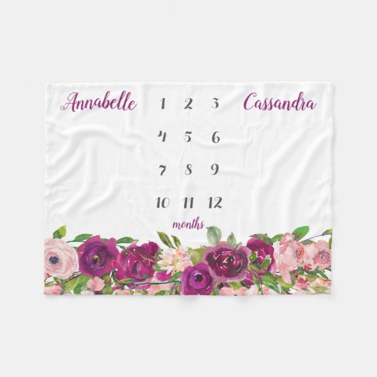 Couverture Polaire Violet rose rose flou Rose Twin Milestone Baby (Devant (Horizontal))