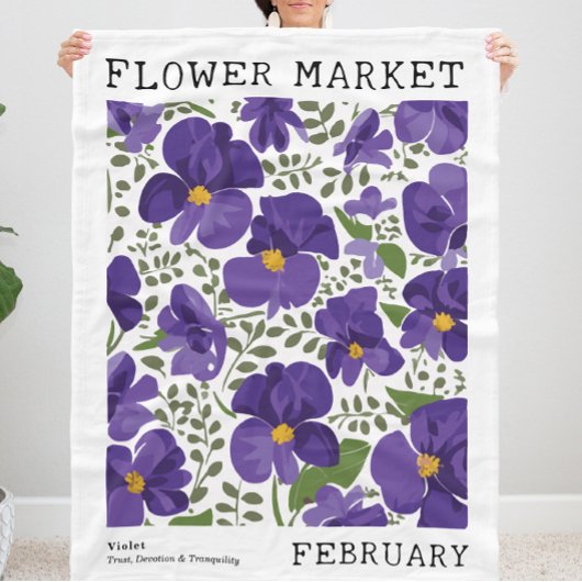 Couverture Polaire Violet violet Février Fleur de naissance Marché Fl
