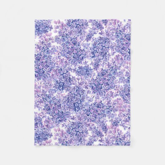 Couverture Polaire Violette aquarelle fleurs lilas (Devant)