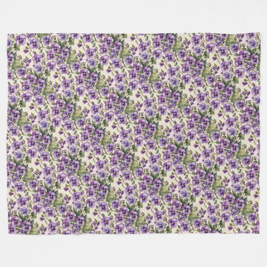 Couverture Polaire Violettes violettes sur blanc (Devant (Horizontal))