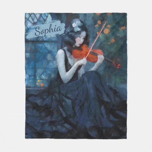 Couverture Polaire Violoniste gothique Imaginaire foncé dans le jardi (Devant)