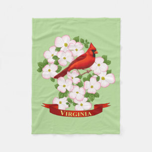 Couverture Polaire Virginie State Cardinal Bird and Dogwood Flower