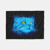 Couverture Polaire Visage de chat bleu (Devant (Horizontal))