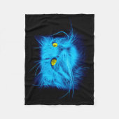 Couverture Polaire Visage de chat bleu (Devant)