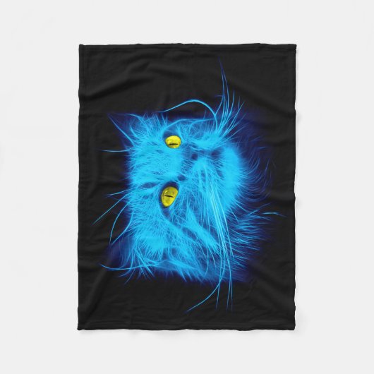 Couverture Polaire Visage de chat bleu (Devant)