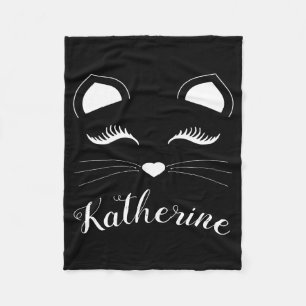 Couverture Polaire Visage de chat noir et blanc