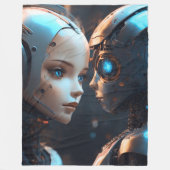 Couverture Polaire Visage de chatbot IA (Devant)