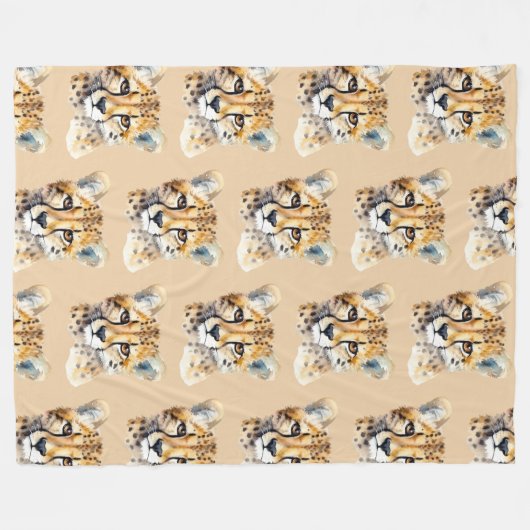 Couverture Polaire Visage de Cheetah (Devant (Horizontal))