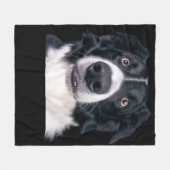Couverture Polaire Visage de chien noir et blanc (Devant (Horizontal))