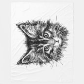 Couverture Polaire Visage de Kitten noir et blanc (Devant)