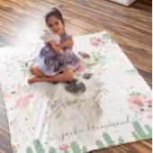 Couverture Polaire Visage de lama floral | Signature Monogram Fleece