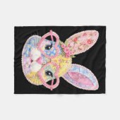 Couverture Polaire Visage de lapin drôle Gles Patchwork floral Lapin (Devant (Horizontal))