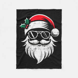 Couverture Polaire Visage de Père Noël Lunettes De Soleil Avec Chapea