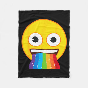 Couverture Polaire Visage de sourire jaune bouche arc-en-ciel Emoji o