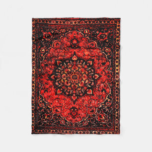 Couverture Polaire Visage de tapis persan dans le champ teinté rose
