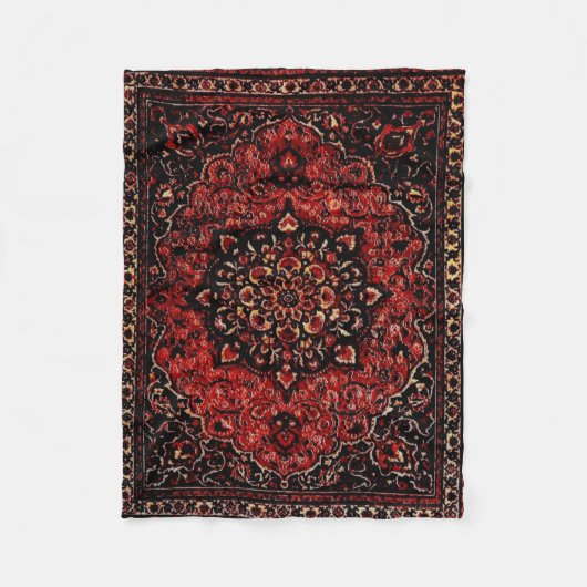 Couverture Polaire Visage de tapis persan en champ teinté rose (Devant)