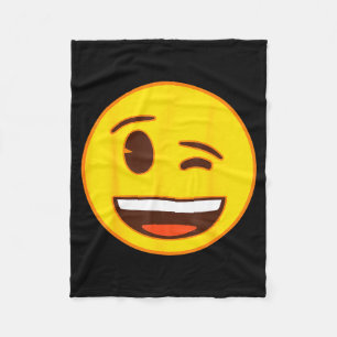 Couverture Polaire Visage Jaune de Sourire Clin d'Œil Émoji Officiel