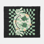 Couverture Polaire Visage Souriant Trèfle Drôle de la Saint-Patrick (Devant (Horizontal))