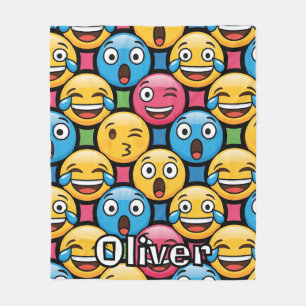 Couverture Polaire Visages d'Emoji Colorés Amusants