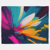 Couverture Polaire Vivid Bloom – Énergie florale abstraite explosive (Devant (Horizontal))