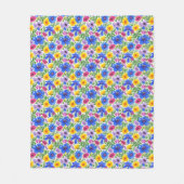 Couverture Polaire Vivid Blue Yellow Red Purple Flowers Pattern (Devant)