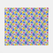 Couverture Polaire Vivid Blue Yellow Red Purple Flowers Pattern (Devant (Horizontal))