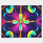 Couverture Polaire Vivid Neon Floral Mandala Art (Devant (Horizontal))