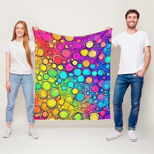 Couverture Polaire Vivid Rainbow Bubble Abstraction (En situation)