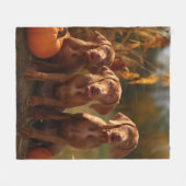 Couverture Polaire Vizsla Chiot Automne Citrouille délice (Devant (Horizontal))