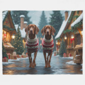Couverture Polaire Vizsla Dogs Christmas Snow Holiday (Devant (Horizontal))