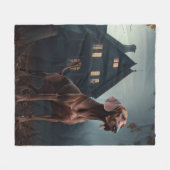 Couverture Polaire Vizsla Halloween Effrayant (Devant (Horizontal))