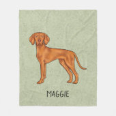 Couverture Polaire Vizsla Hongrois Chien Pointer Mignon Avec Nom Vert (Devant)