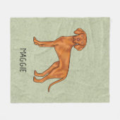 Couverture Polaire Vizsla Hongrois Chien Pointer Mignon Avec Nom Vert (Devant (Horizontal))