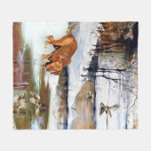 Couverture Polaire Vizsla hongroise, canards de chasse en hiver (Devant (Horizontal))