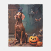 Couverture Polaire Vizsla Potirons Halloween Effrayant (Devant)