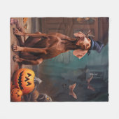 Couverture Polaire Vizsla Potirons Halloween Effrayant (Devant (Horizontal))