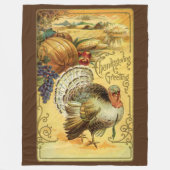 Couverture Polaire Vœux de Thanksgiving vintage avec dinde (Devant)