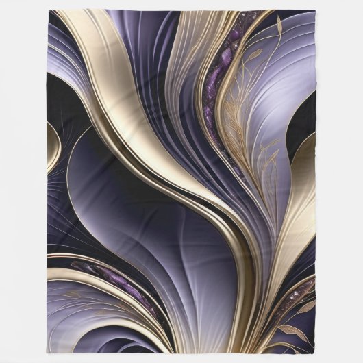 Couverture Polaire Voile d'or - Luxueux or et violet Abstrait (Devant)