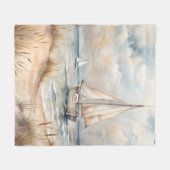 Couverture Polaire Voile paisible Watercolor Côte (Devant (Horizontal))