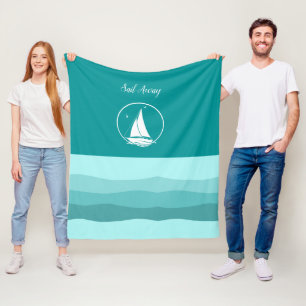 Couverture Polaire Voilier blanc nautique/voilier loin/aqua vague ble
